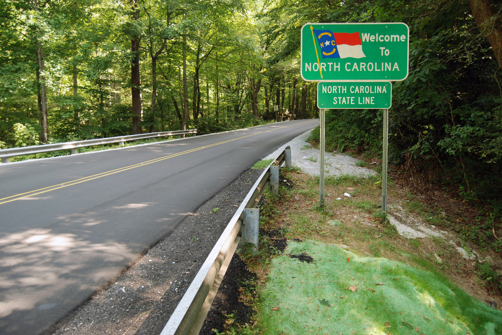 Welcome sign outside the state limits of North Carolina pictured during the overall cheapest time to visit