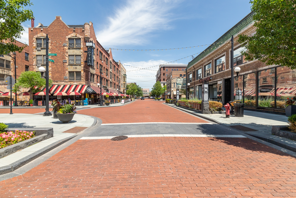 Photo of an empty street seen in the middle of summer in Oak Park, Illinois