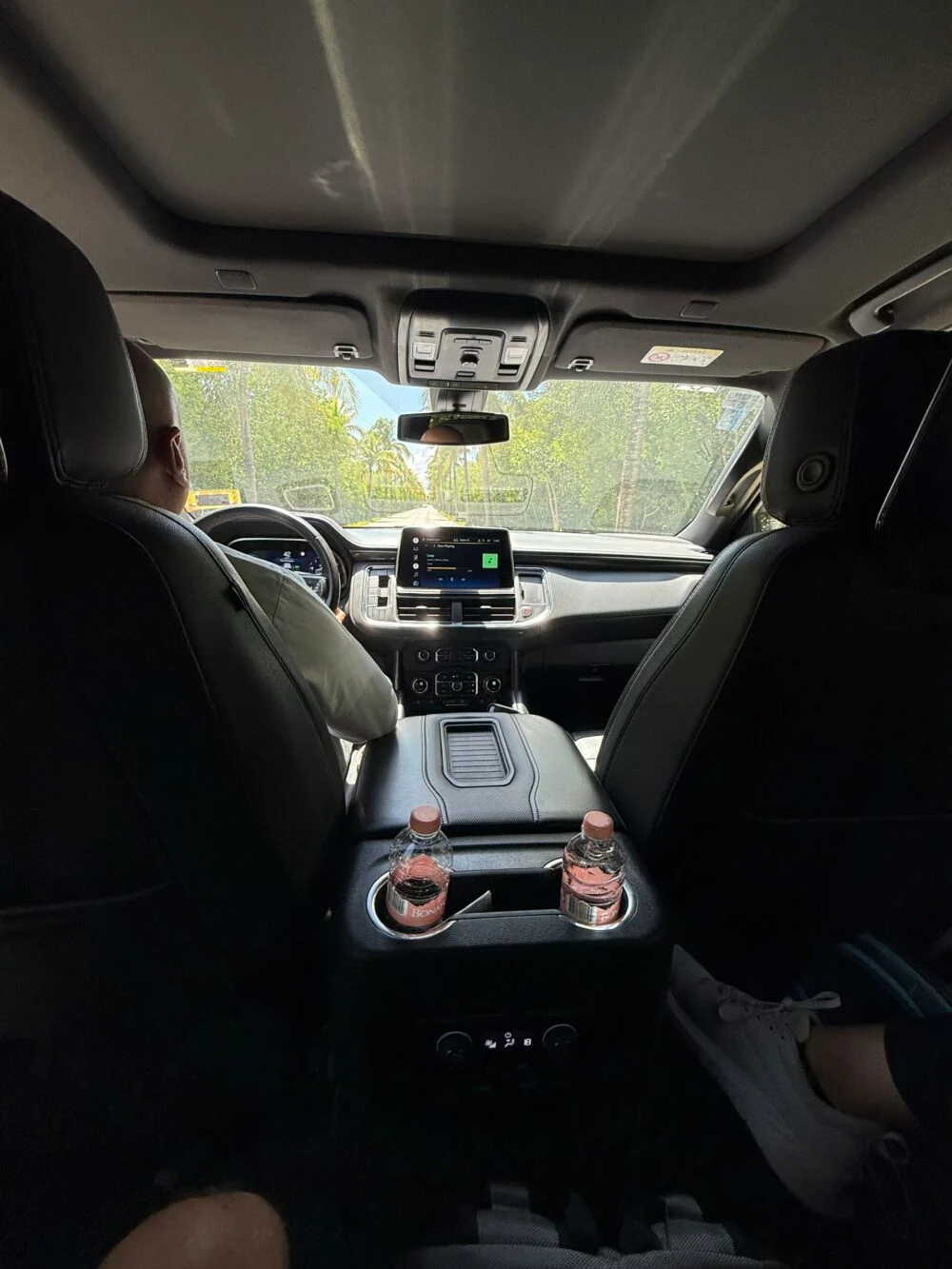 Over-the-shoulder view of our driver
