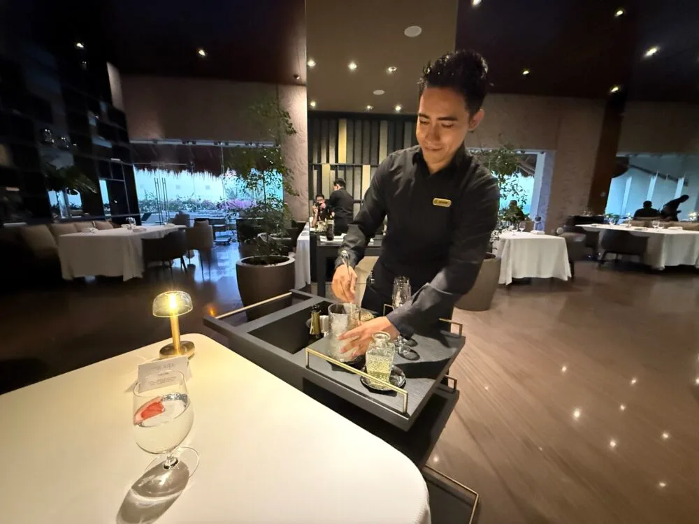 Limoncello cart with staff making a drink